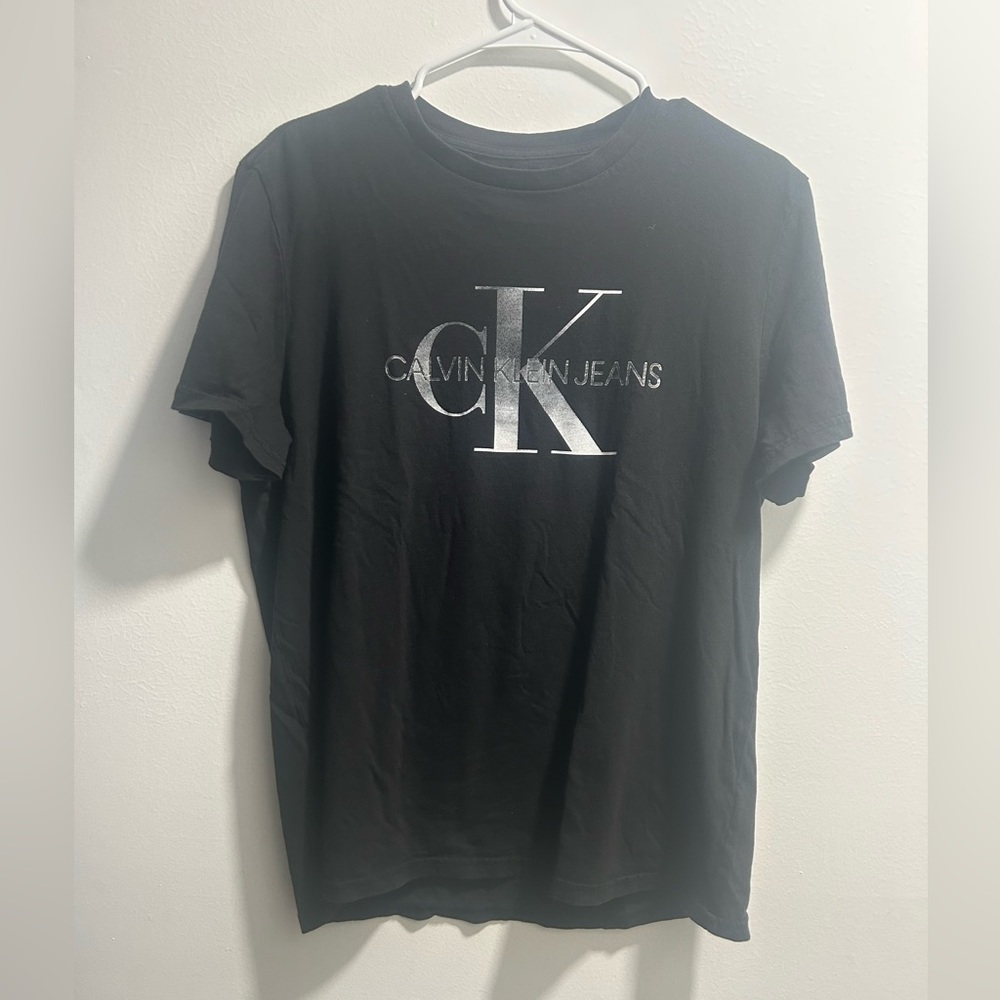 Calvin Klein Jeans Black T-Shirt with Grey Logo